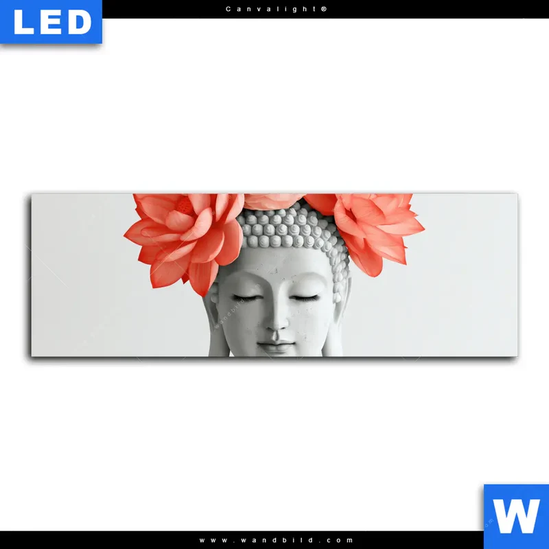 Canvalight® Leuchtbild | Buddha mit Blütenkrone | Panorama