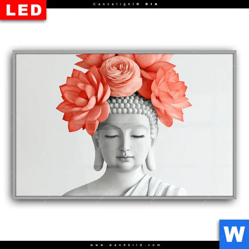 Leuchtbild Acrylglas Canvalight® DIA | Buddha mit Blütenkrone | Querformat