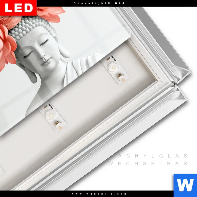 Leuchtbild Acrylglas Canvalight® DIA | Buddha mit Blütenkrone | Querformat