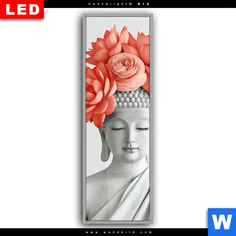 Leuchtbild Acrylglas Canvalight® DIA | Buddha mit Blütenkrone | Schmal