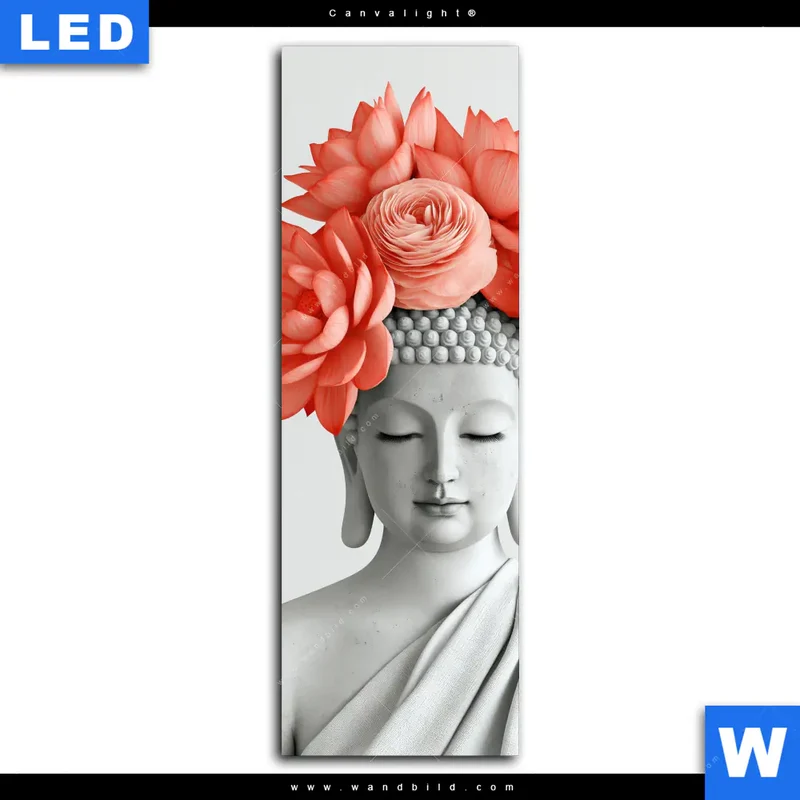 Canvalight® Leuchtbild | Buddha mit Blütenkrone | Schmal