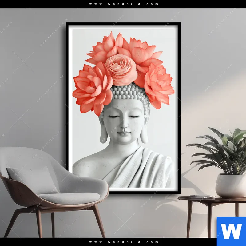 Poster | Buddha mit Blütenkrone | Hochformat