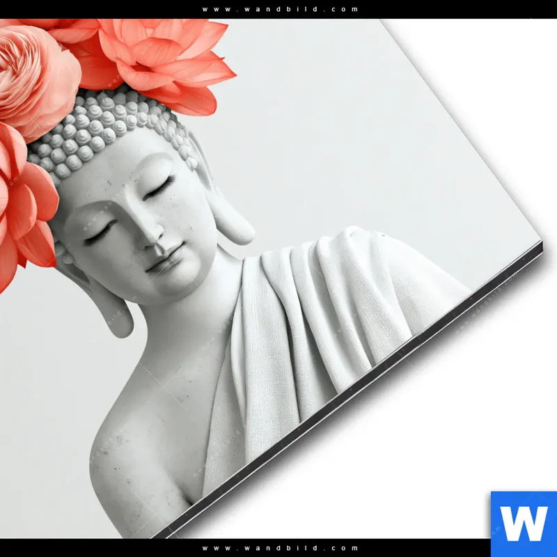 Alu-Dibond Bild | Buddha mit Blütenkrone | Quadrat