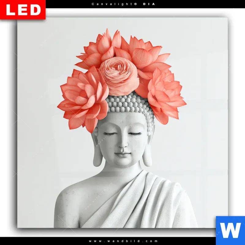 Wechselmotiv Acrylglas Canvalight® DIA | Buddha mit Blütenkrone | Quadrat