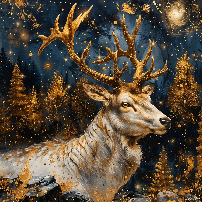 5D Diamond Painting – Golden Starlight Stag