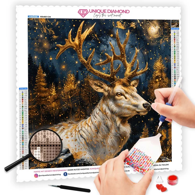 5D Diamond Painting – Golden Starlight Stag