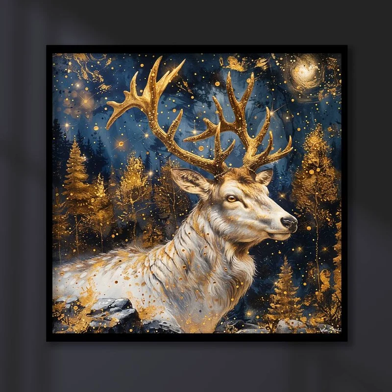 5D Diamond Painting – Golden Starlight Stag