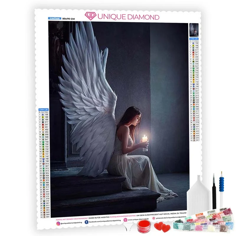 5d Diamond Painting – Engel mit Kerze
