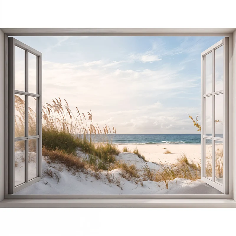 5D Diamond Painting – Fenster als Weg zum Strand