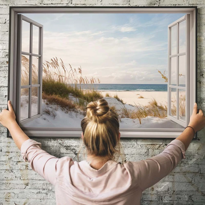 5D Diamond Painting – Fenster als Weg zum Strand