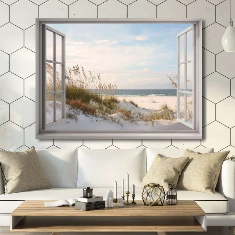 5D Diamond Painting – Fenster als Weg zum Strand