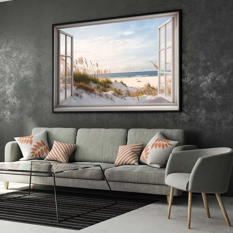 5D Diamond Painting – Fenster als Weg zum Strand