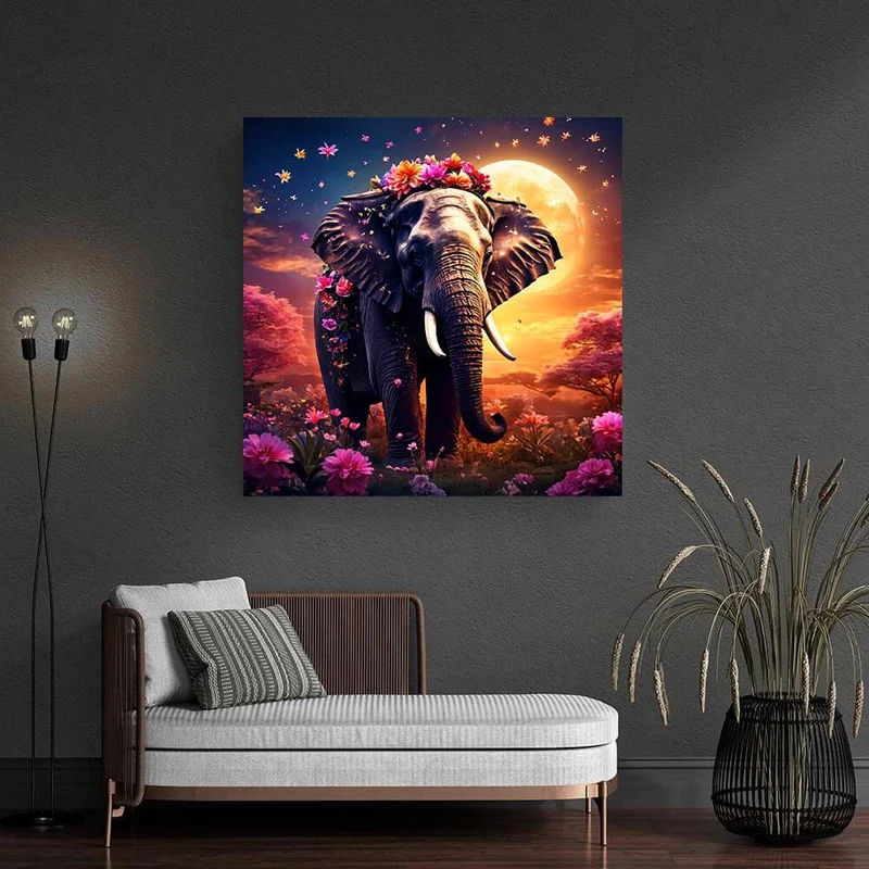 5D Diamond Painting – Elephantia Blossom Magic