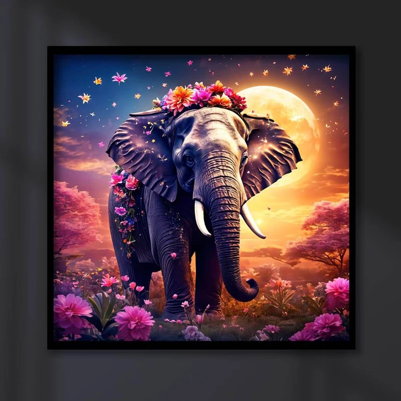 5D Diamond Painting – Elephantia Blossom Magic