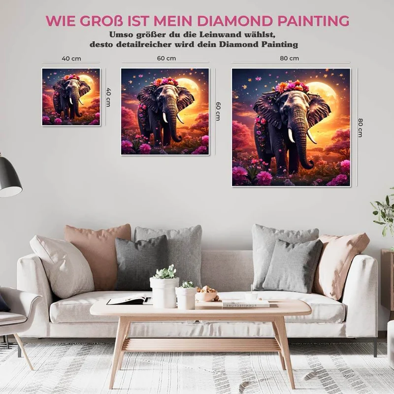 5D Diamond Painting – Elephantia Blossom Magic