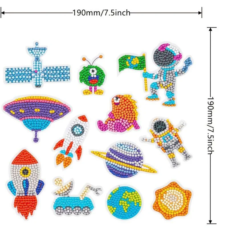 5D Diamond Painting 12 Sticker Raumfahrt
