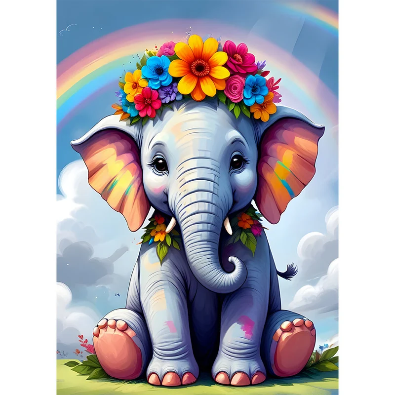 5D Diamond Painting – Colorful Stuffed Elephant