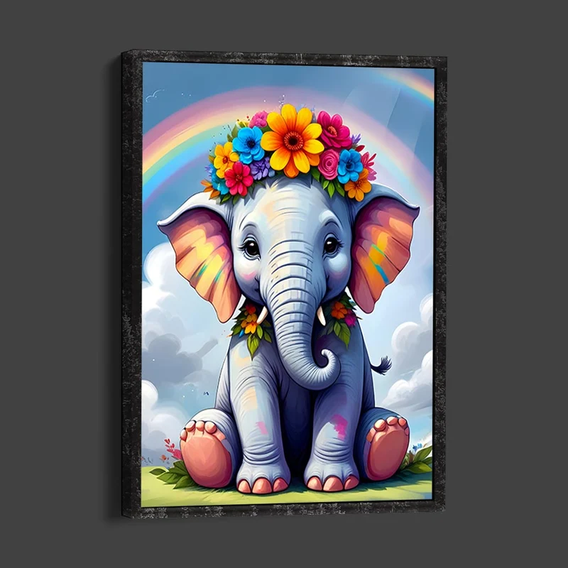 5D Diamond Painting – Colorful Stuffed Elephant