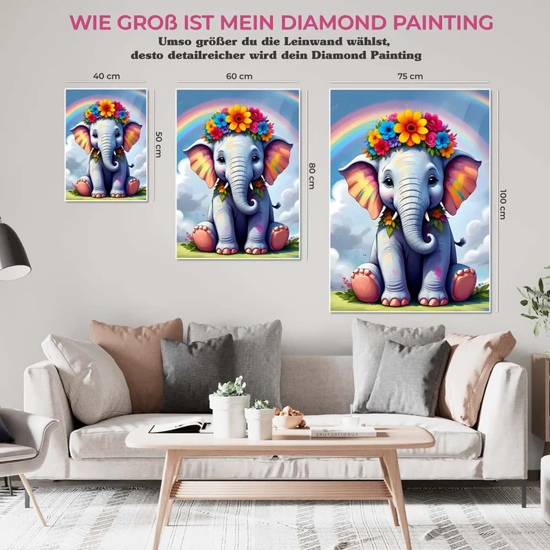 5D Diamond Painting – Colorful Stuffed Elephant