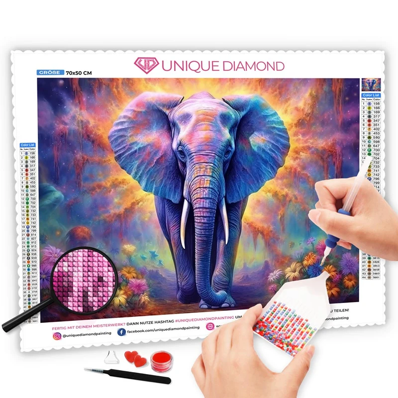 5D Diamond Painting – Kosmischer Elefant