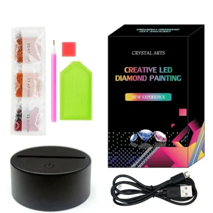 LED Lampe Mond mit Bärchen - Diamond Painting