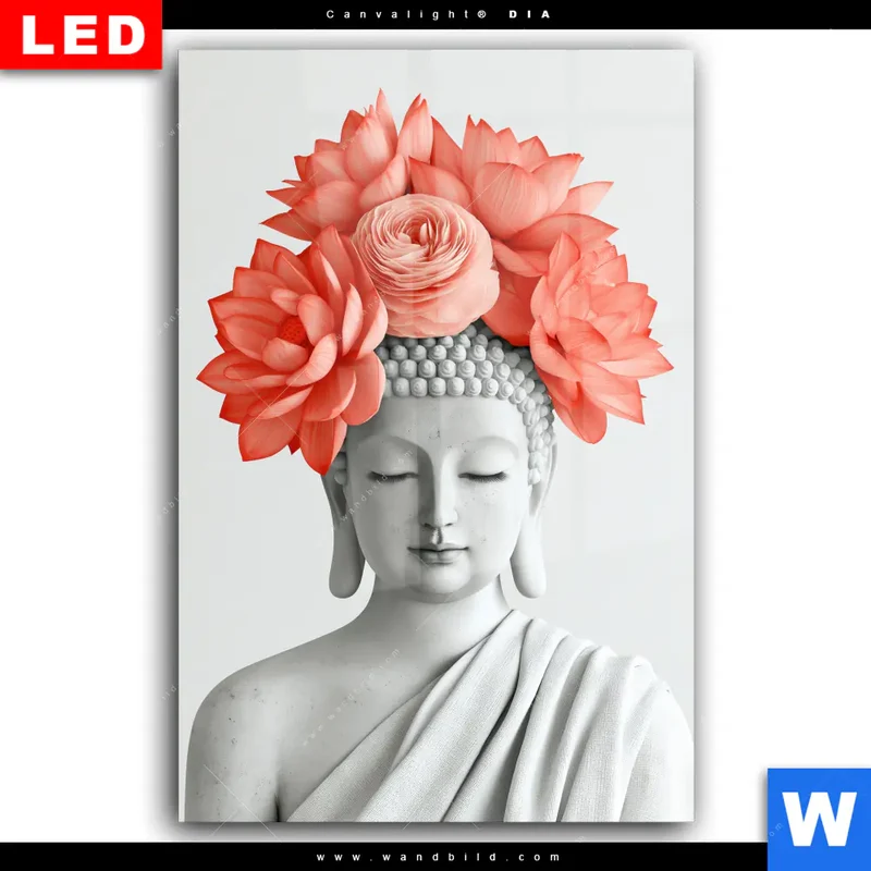 Wechselmotiv Acrylglas Canvalight® DIA | Buddha mit Blütenkrone | Hochformat