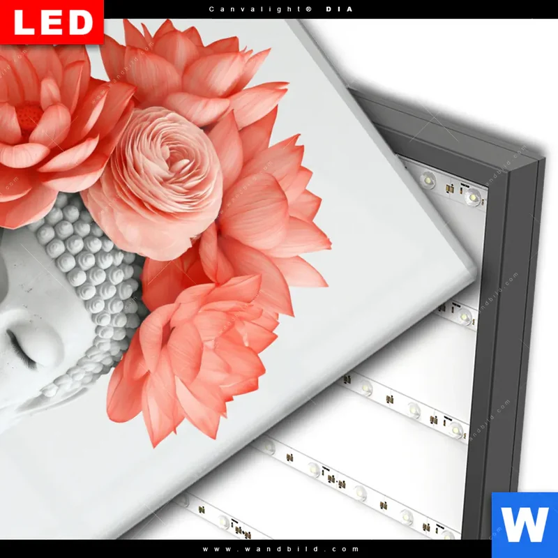 Wechselmotiv Acrylglas Canvalight® DIA | Buddha mit Blütenkrone | Hochformat