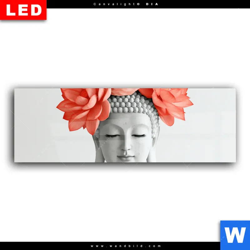 Wechselmotiv Acrylglas Canvalight® DIA | Buddha mit Blütenkrone | Panorama