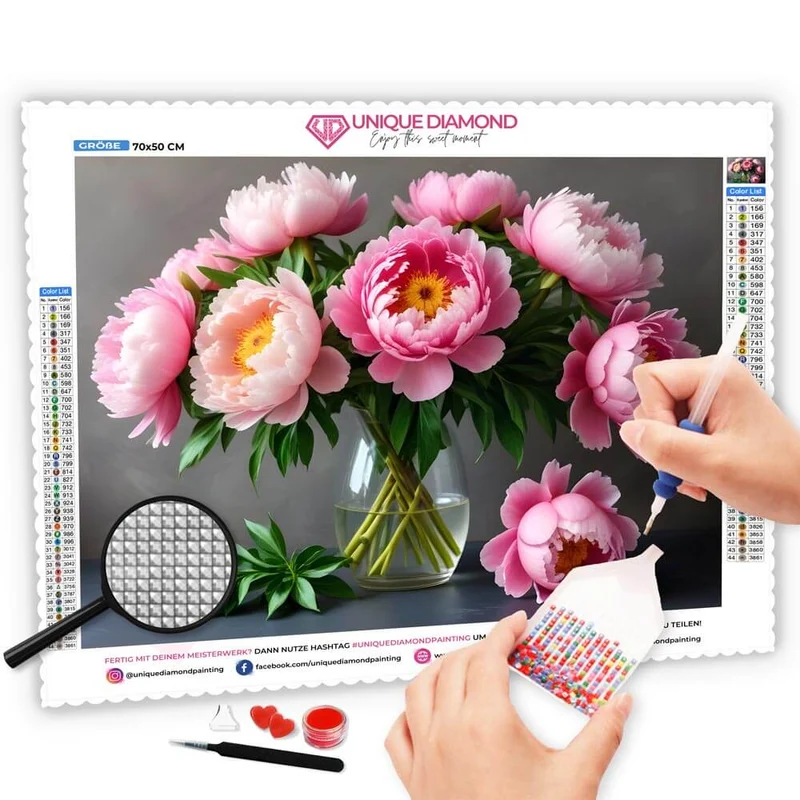 5D Diamond Painting – Pfingstrosen