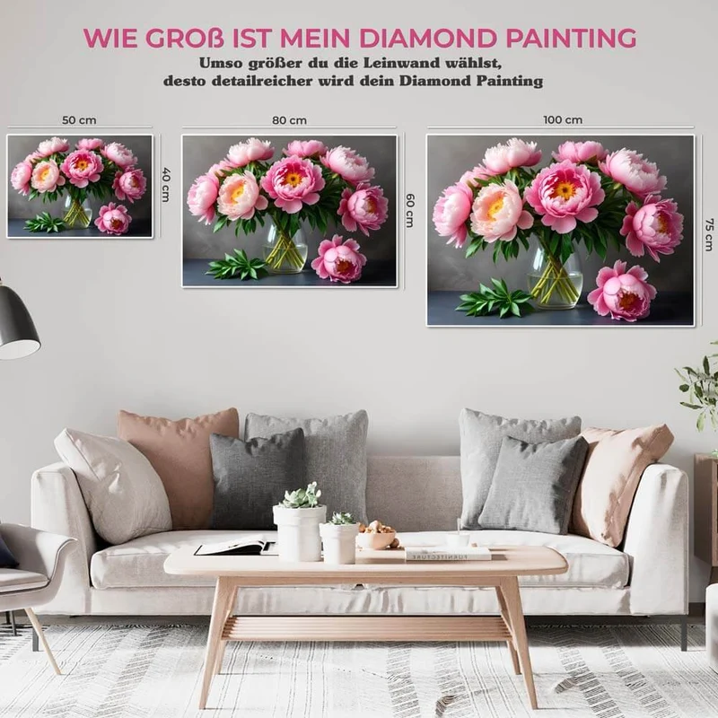 5D Diamond Painting – Pfingstrosen