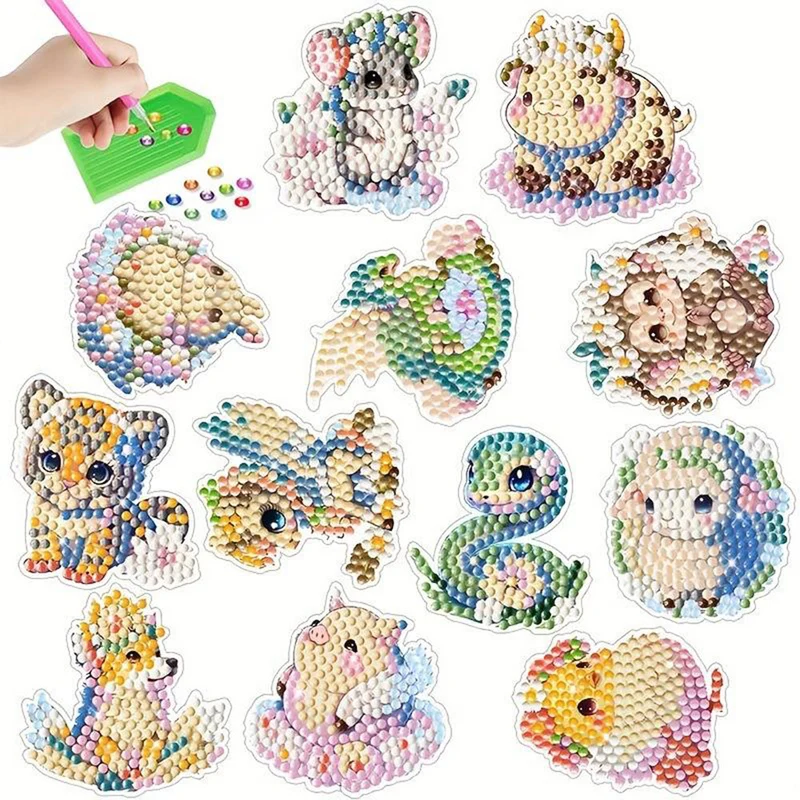 5D Diamond Painting 12 Sticker Fantasievolle Tiere