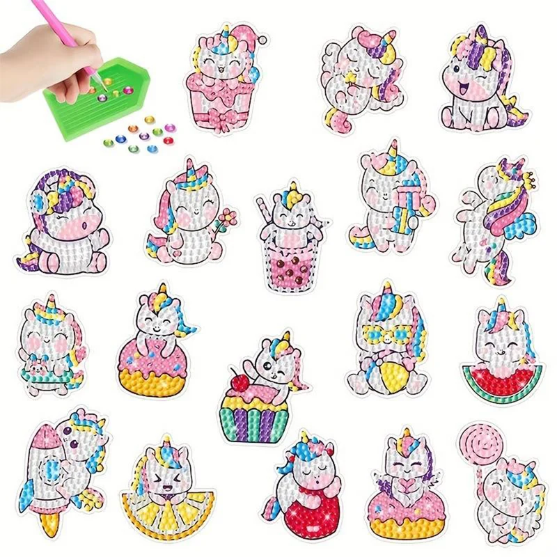 5D Diamond Painting 18 Sticker Set Einhörner