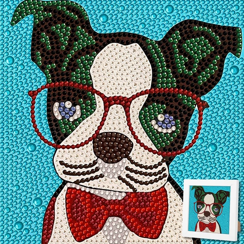 5D Diamond Painting Brillenhund Sir Henry mit Strasssteine