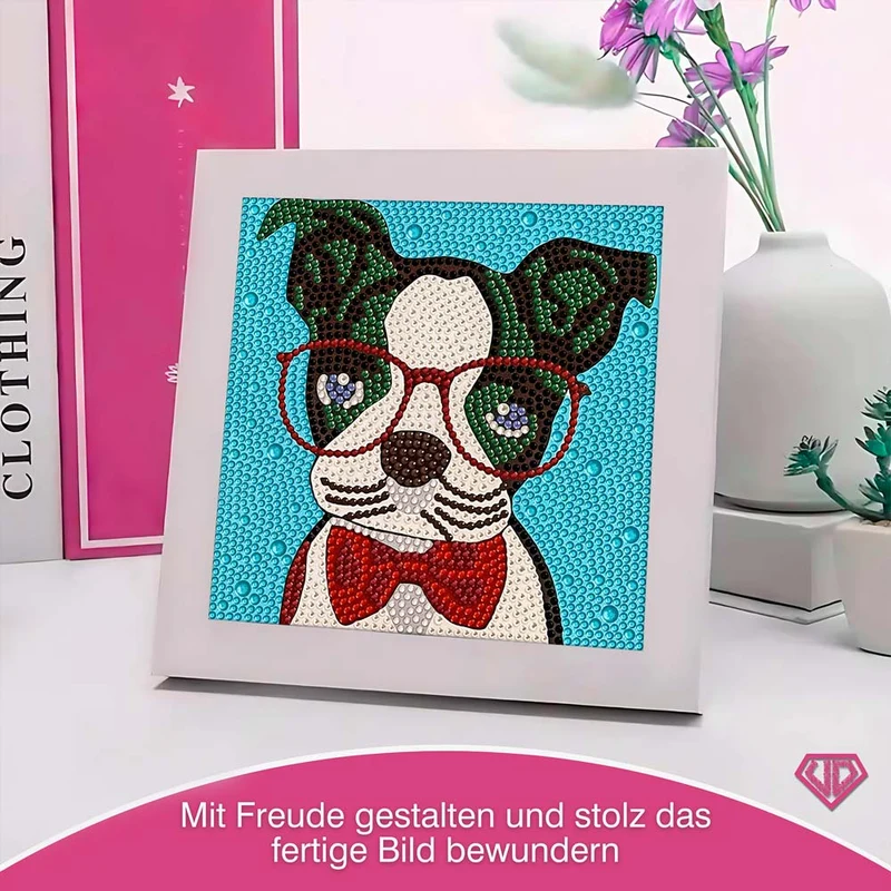 5D Diamond Painting Brillenhund Sir Henry mit Strasssteine