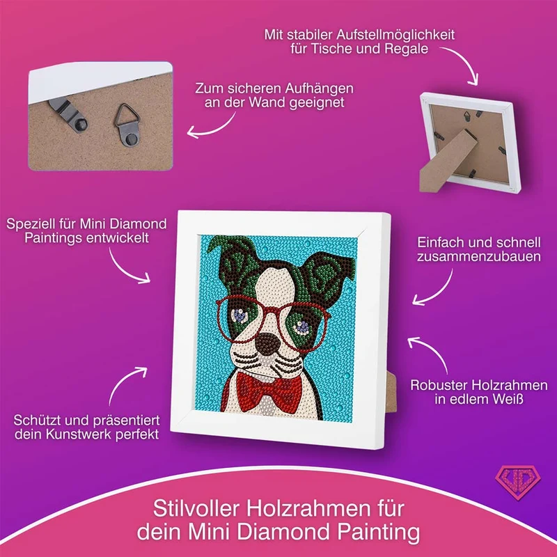 5D Diamond Painting Brillenhund Sir Henry mit Strasssteine