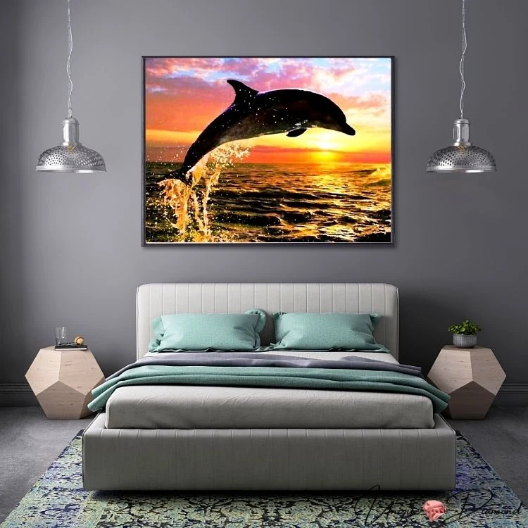 5D Diamond Painting – Delfin bei Sonnenuntergang