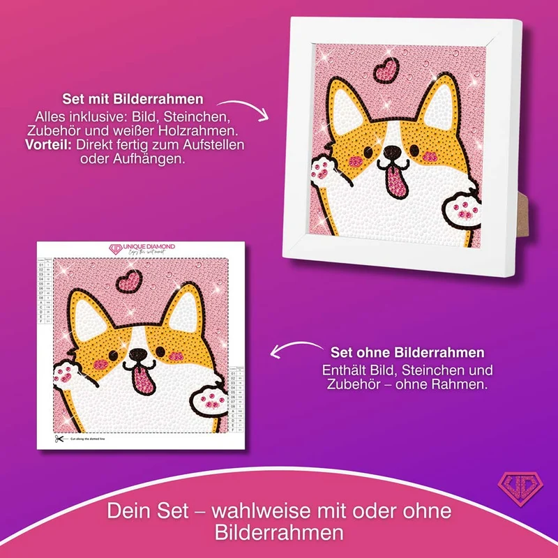 5D Diamond Painting Liebeshund mit Strasssteinchen
