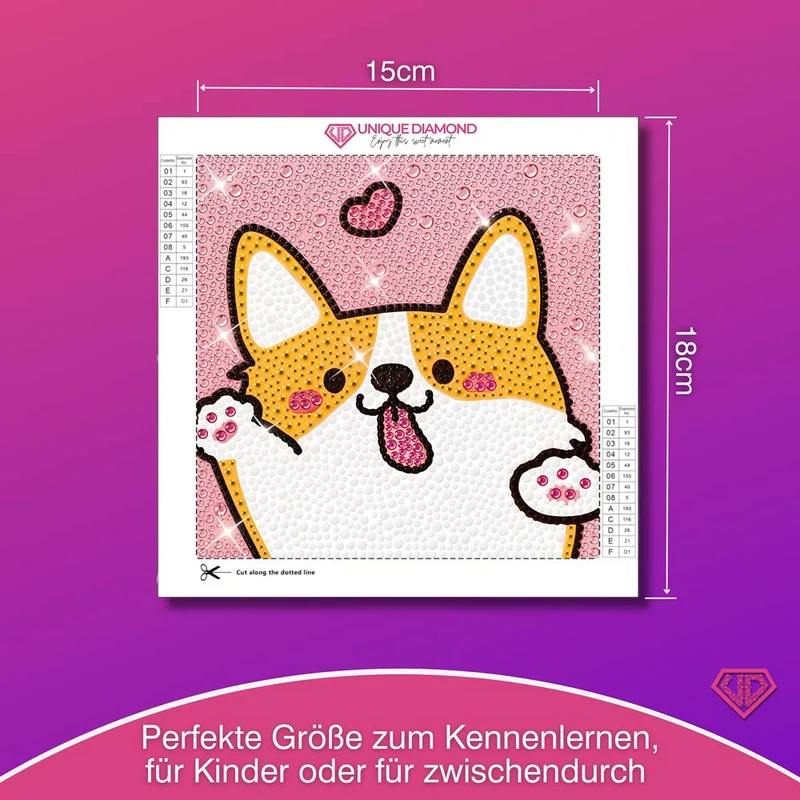 5D Diamond Painting Liebeshund mit Strasssteinchen