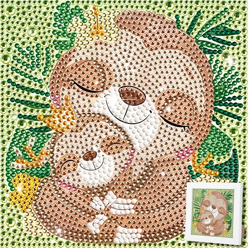 5D Diamond Painting Faultierliebe Mila & Momo mit Strasssteinchen