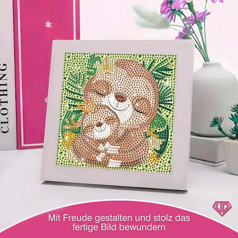 5D Diamond Painting Faultierliebe Mila & Momo mit Strasssteinchen