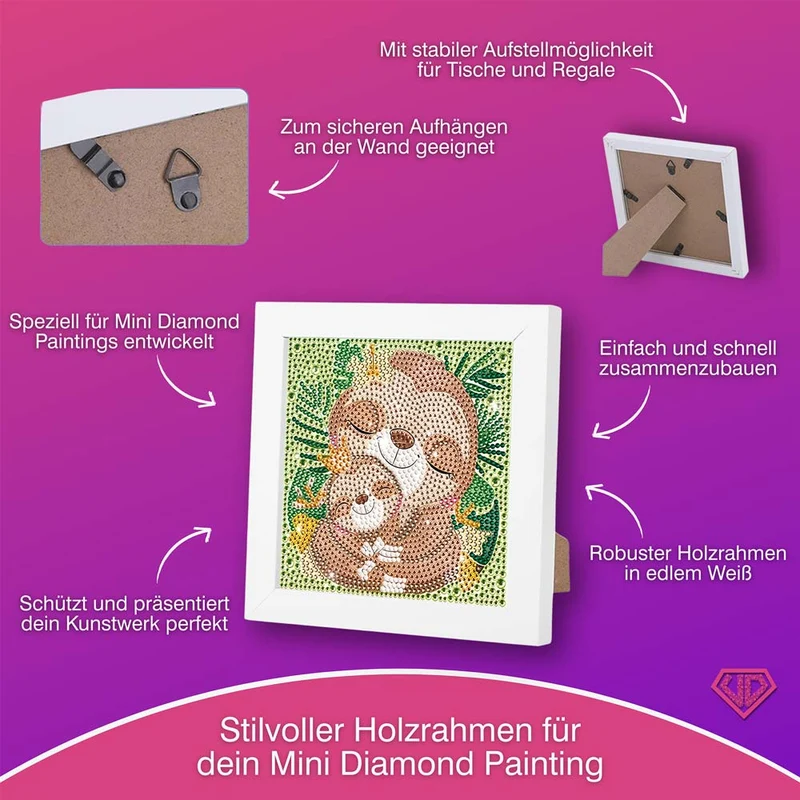 5D Diamond Painting Faultierliebe Mila & Momo mit Strasssteinchen