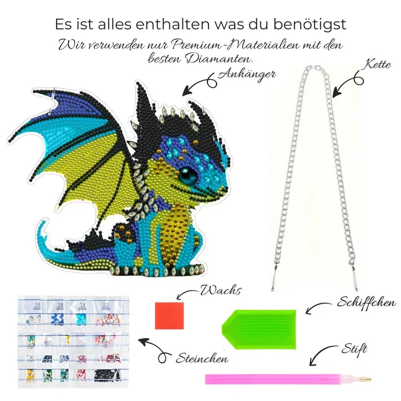 5D Diamond Painting Türanhänger Drache