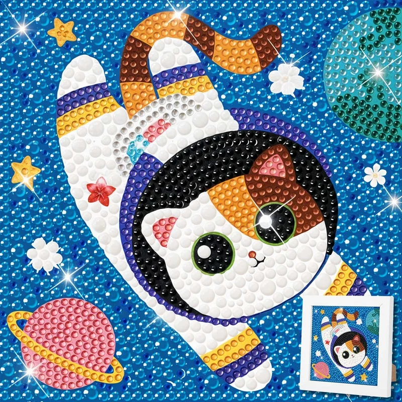 5D Diamond Painting Weltraumkatze mit Strasssteinchen