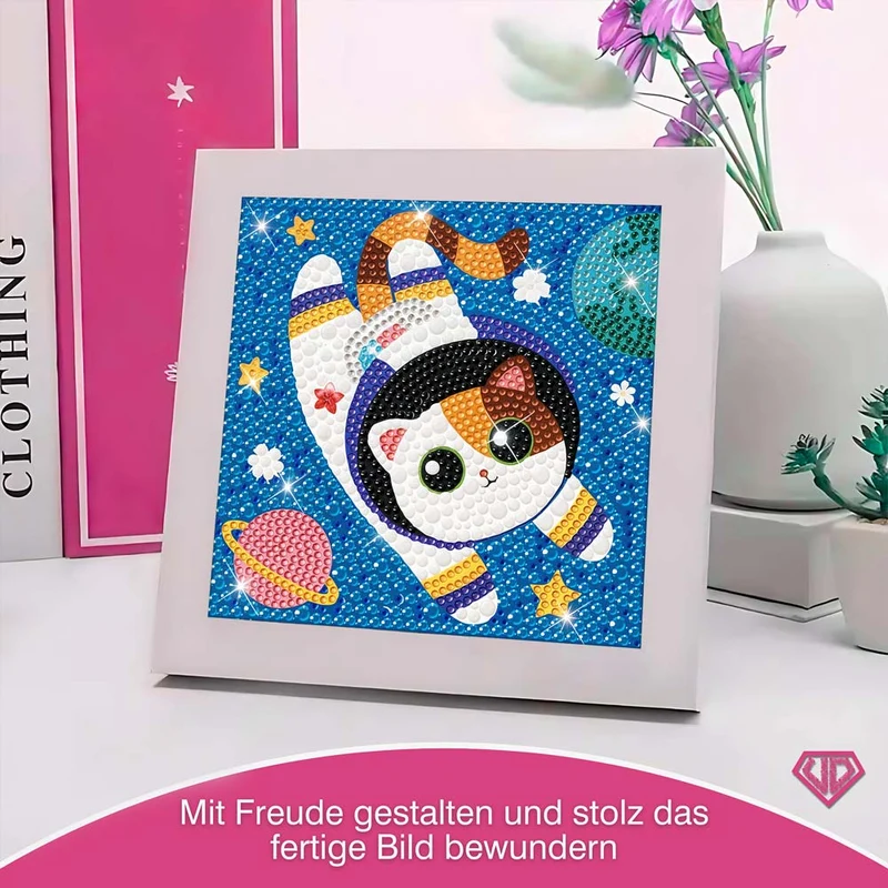5D Diamond Painting Weltraumkatze mit Strasssteinchen