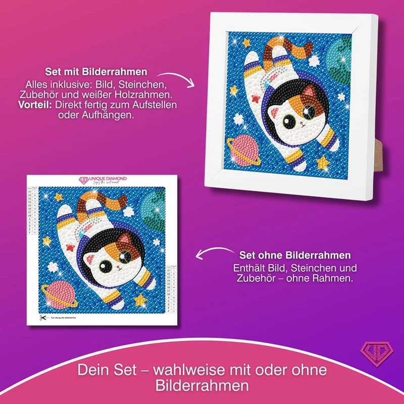 5D Diamond Painting Weltraumkatze mit Strasssteinchen