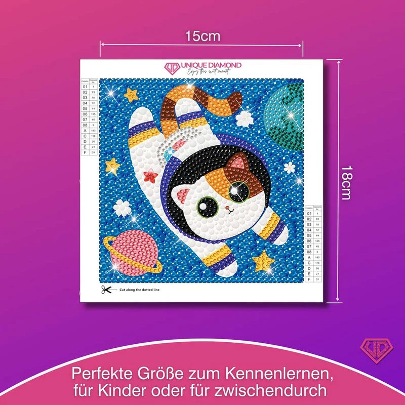 5D Diamond Painting Weltraumkatze mit Strasssteinchen