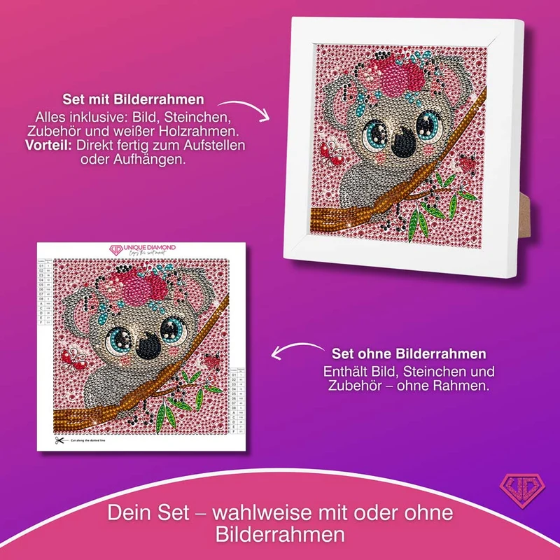 5D Diamond Painting Koala-Mädchen Kiki mit Strasssteinchen