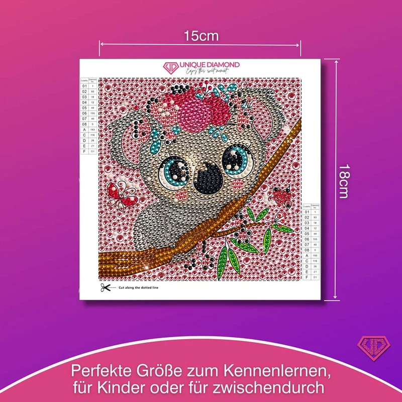 5D Diamond Painting Koala-Mädchen Kiki mit Strasssteinchen