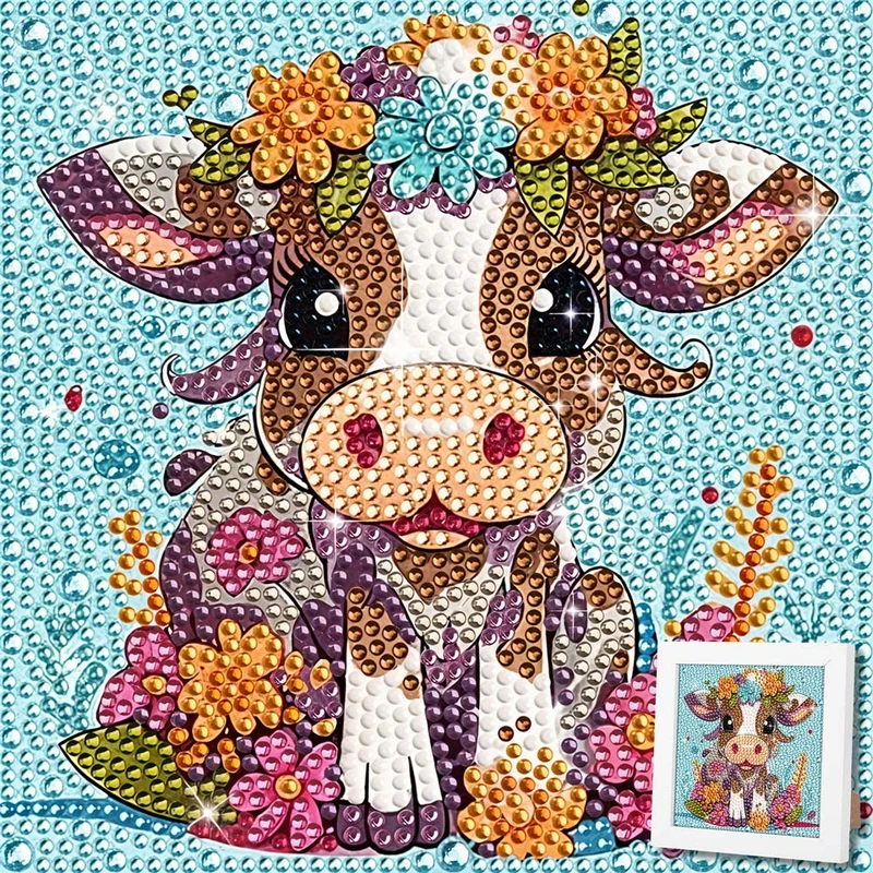 5D Diamond Painting Blumen-Kälbchen Lotta mit Strasssteinchen