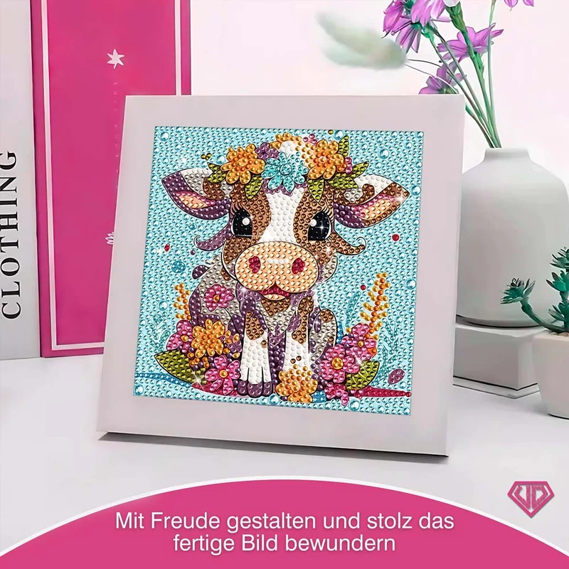 5D Diamond Painting Blumen-Kälbchen Lotta mit Strasssteinchen